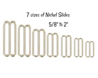 Belt Slides in seven sizes - Nickel plated alloy