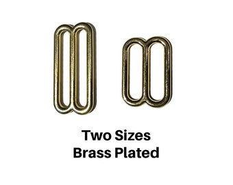 Belt Slides in two sizes - Brass plated alloy