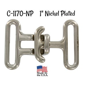 Cinch Buckle - 1", 1 1/2", & 2" Nickel Cinch Belt Buckle - Surcingle Strap Buckle- Nickel Plated Buckle - Made in the USA 1 inch size