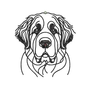 Saint Bernard Dog Embroidery - Digital File Download / 3 Sizes / Satin and Double Running Stitch