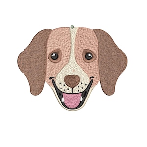 Happy Dog Machine Embroidery File - Digital File Download / 3 Sizes / Satin and Double Running Stitch