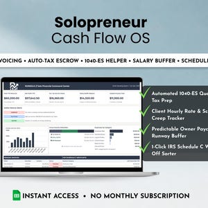 Solopreneur Cash Flow OS: Frilansbudget, Skatt, Inkomstsortering (Google Sheets)