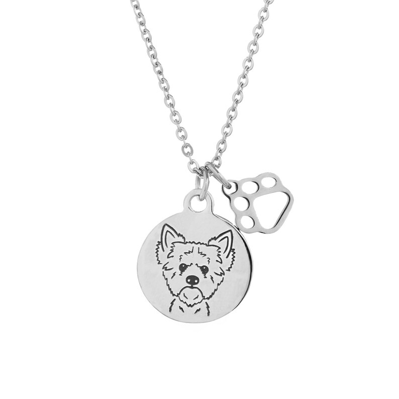 Yorkie Charm Necklace Stainless Steel Yorkshire Terrier Etsy