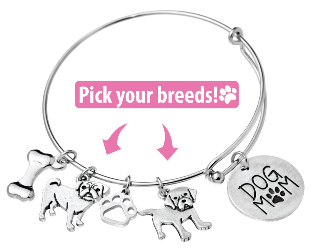 Customized Dog Mom Bracelet Personalized Dog Mom Bangle Etsy