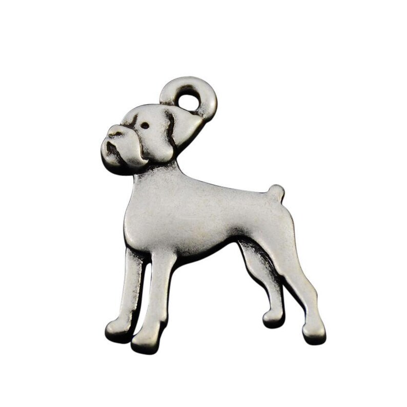 Boxer Charm Boxer Jewelry Silver Plated Boxer Dog Charm Etsy