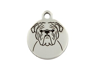 English Bulldog Charm, Stainless Steel English Bulldog Dog Charm, English Bulldog Jewelry, English Bulldog Gift, Bulldog Bracelet Charm