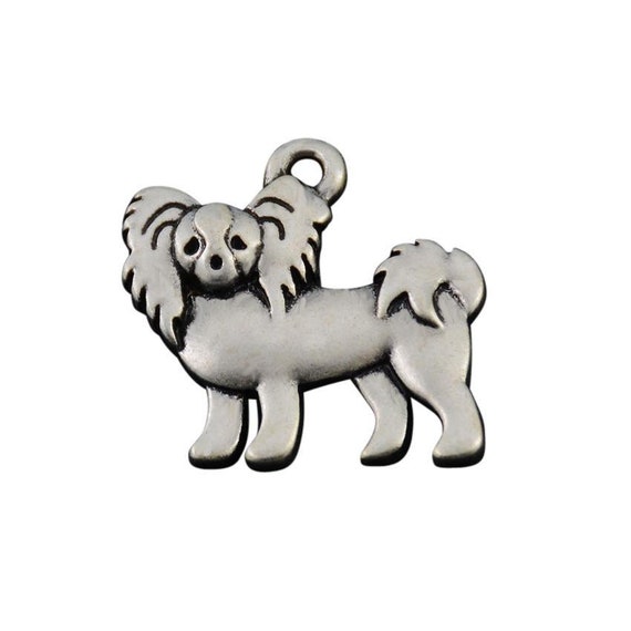 Papillon Charm, Papillon Jewelry, Silver Plated Papillon Dog Charm, Pewter  Papillon Charm