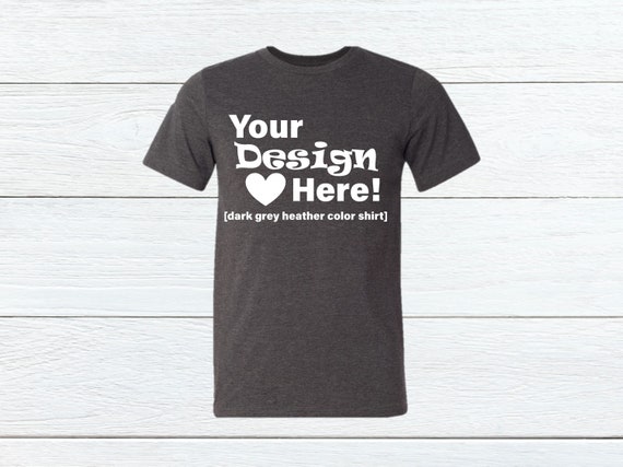 Dark Grey Bella Canvas 3001 T-Shirt Mockup Wood
