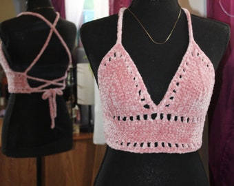 Velvet Crop Top | Crochet Festival Top | Summer Crochet Top