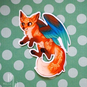 Red Fox Stickers • Fantasy Animal Decals, Autumn Fox, Fox Sticker Set, Holographic Forest Creature Stickers, Winged Vulpine, Waterproof