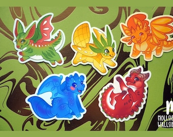 Fruit Dragon Stickers • Cute Dragon Sticker Set, Dragon Sticker Sheet, Fruity Sticker Pack, Baby Dragon Bundle, Summer Stickers