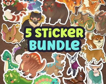 5 Sticker Bundle Pack / Choose Any 5 Stickers • Dragon Stickers, Dino Stickers, Dog Sticker Set, Journaling, Cute Sticker Pack, Grab Bag