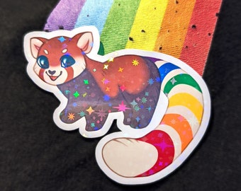 Pride Panda LGBTQ Stickers • Red Panda LGBT Holographic Vinyl Sticker | Cute Panda Sticker, Pride Sticker, Pride Accessory, LGBTQIA Sticker