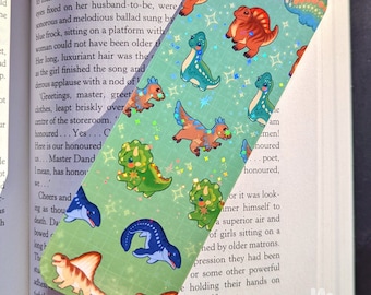 Cute Animal Bookmarks • Laminated Holographic Bookmark, Gift for Book Lovers, Handmade | Goats in Coats, Cute Bears, and Baby Dinos