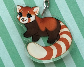 Red Panda Keychain • 2" Acrylic Charm | Cute Red Panda Charm, Bear Keyring, Kawaii Animal Keychain, Cute Bag Accessory