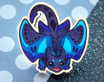 Manta Ray Dragon Pins / Magnets • Cute Dragon Magnet, Dragon Lapel Pin, Badge, Bag Accessory, Kawaii Animal Pin, Cute Pin Gift
