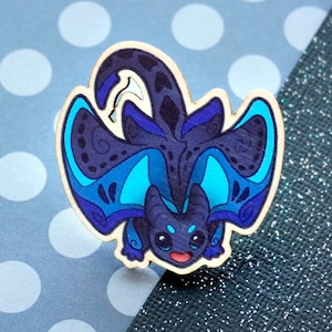 Manta Ray Dragon Pins / Magnets • Cute Dragon Magnet, Dragon Lapel Pin, Badge, Bag Accessory, Kawaii Animal Pin, Cute Pin Gift