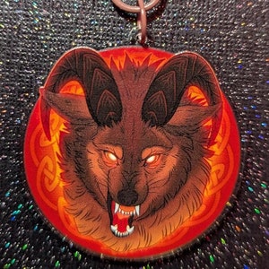 Werewolf Keychain 2&quot; • Hellwolf Charm, Spooky Halloween, Wolf Acrylic Keyring, Scary Blood Moon, Dark Magic, Animal Gift, Wolf Lover Gift