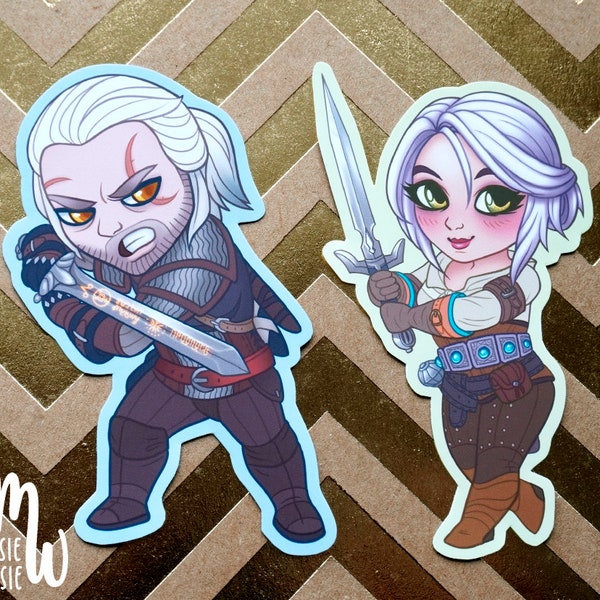 Witcher Stickers • Geralt & Ciri | Geralt Sticker, Ciri Sticker | The Witcher 3 Videogame Vinyl Decals