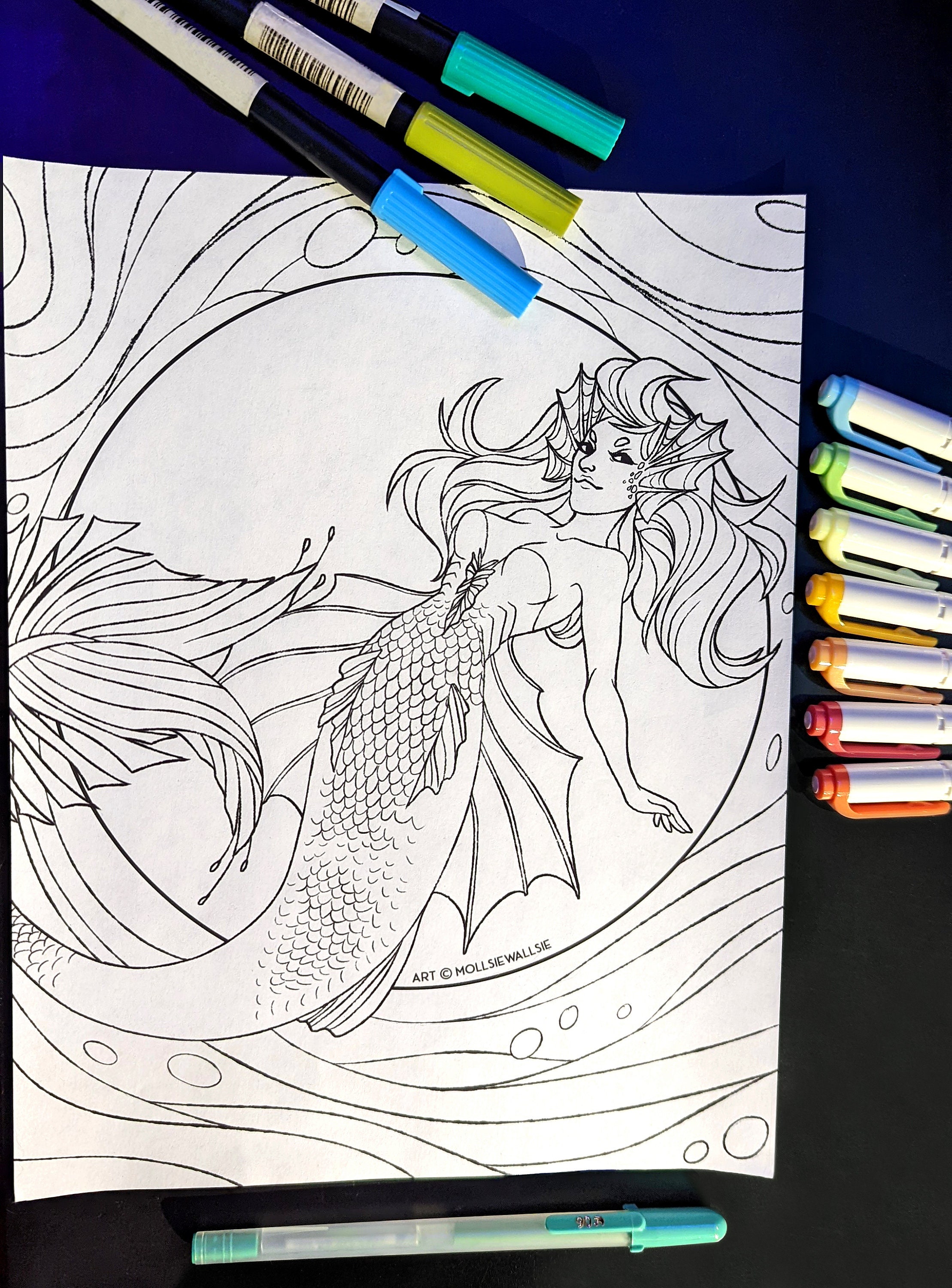 Mermaid Coloring Book 6 Digital Coloring Pages Coloring Sheets, Printable  Adult Coloring Book, Digital Download, PDF 