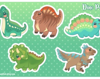 Dinosaur Stickers / Cute Dinosaur Sticker Sheets / Dino Sticker Pack • Brachiosaurus Spinosaurus Stegosaurus Triceratops Velociraptor