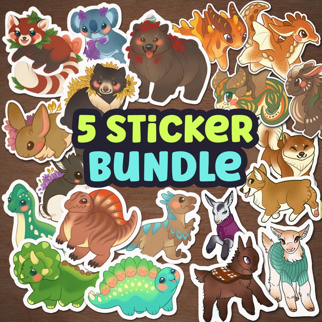 5 Sticker Bundle Pack / Choose Any 5 Stickers • Dragon Stickers, Dino ...