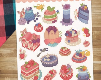 Bakery Buddies Sticker Sheet • Kawaii Sticker Pack, Cute Pastry Stickers, Kawaii Food Stickers, Cute Planner Sticker Set, Baking Stationery