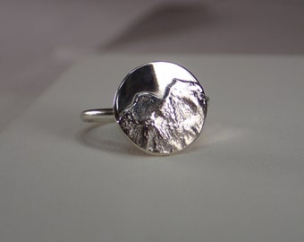 Sterling Silver Mountain  Ring, NH 48,  Size 7, Hiker jewelry