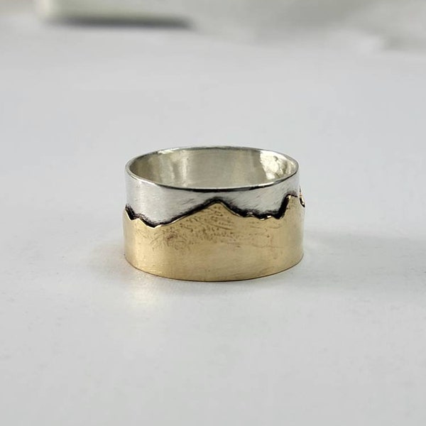 Nature Mountain Range Hiking Ring - 925 Sterling Silver Band, Sizes 4-10 - View #8