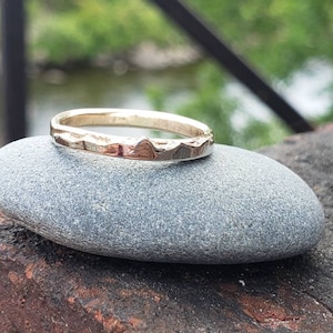 Mountain Band, White Mountains Ring, Yellow and White Gold, Hiking Nature Adventure Jewelry Ring