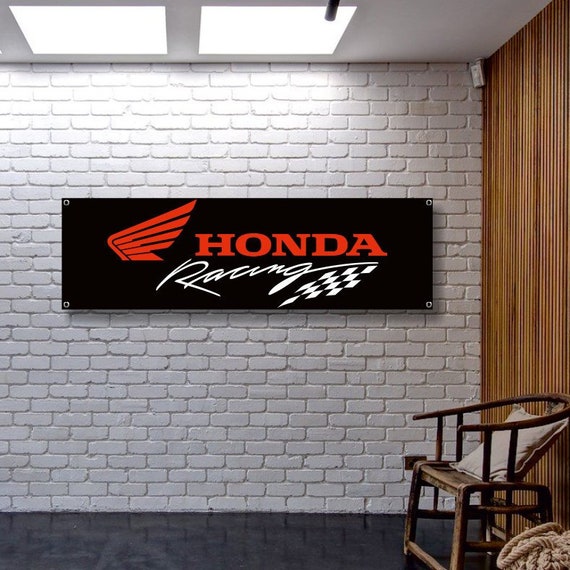 HONDA RACING SIGN BANNER Mechanic Shop Garage Cycle Motorcross LOGO AD