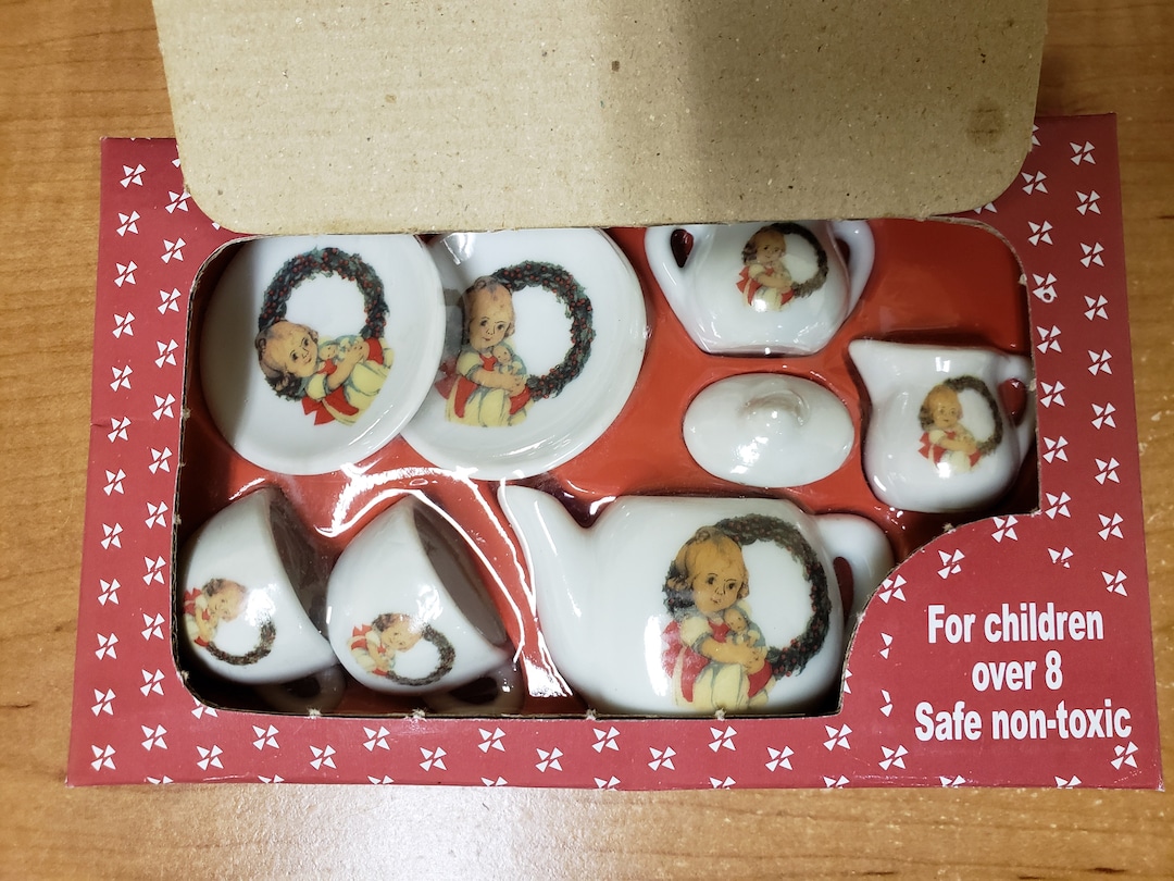 Miniature China Tea Set 9pc Porcelain New Factory Sealed Nontoxic