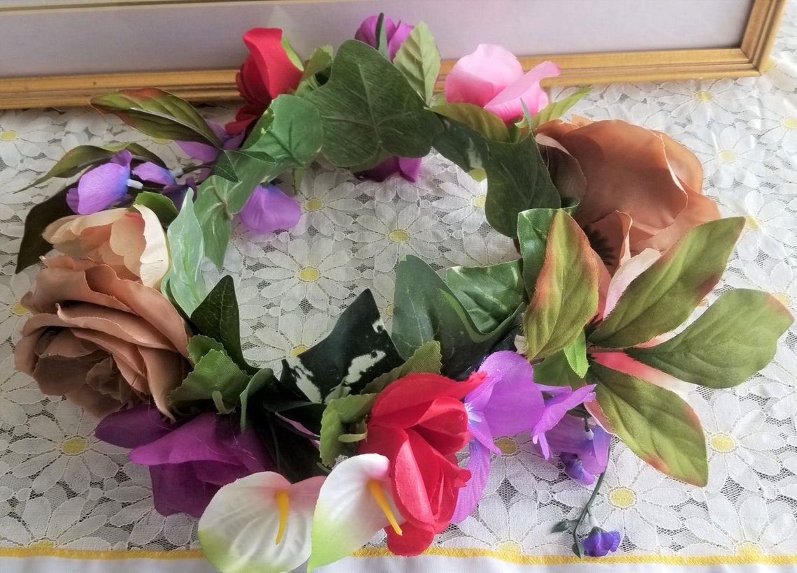 Floral head wreath floral head crown wedding floral head Etsy