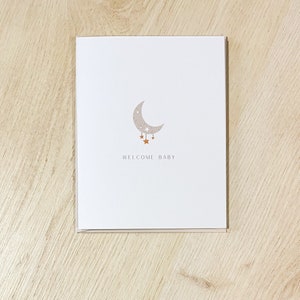 Moon & stars welcome baby card - new baby card - congratulations card - minimal card