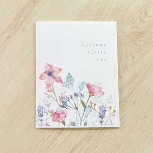 Carte de bienvenue florale aquarelle pour petit - bébé de bienvenue - carte minimale de baby shower