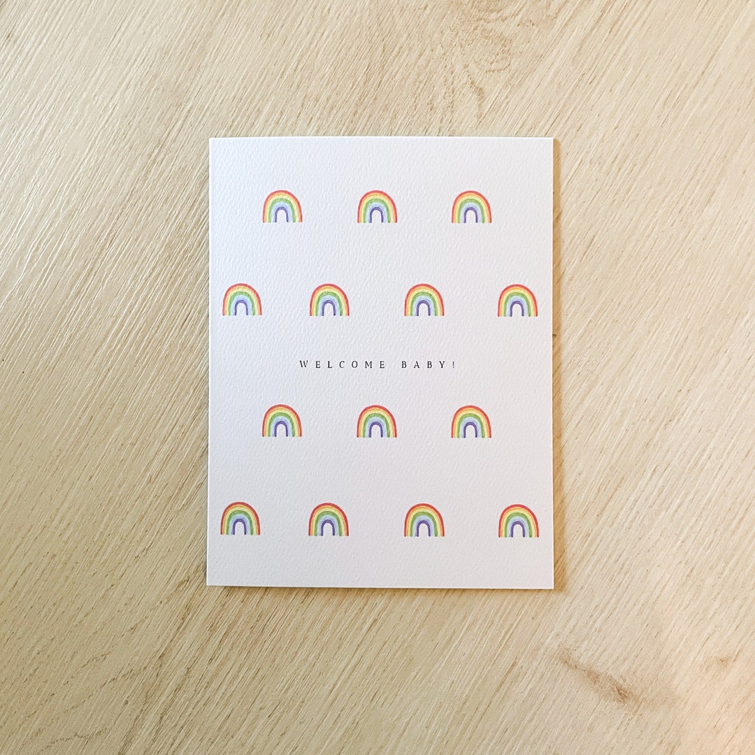Rainbow Grid Baby Card Rainbow Baby Card Minimal Baby Card Baby Shower