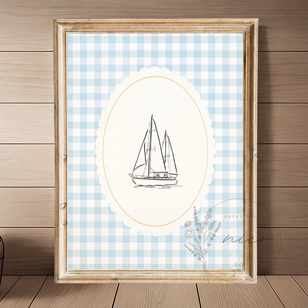 Vintage Inspired Sailboat Wall Art - Digital Download - Nursery Art ...