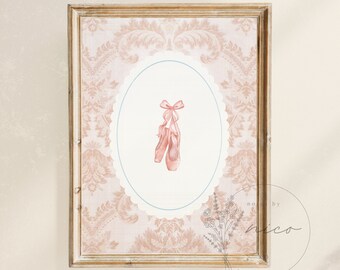 Vintage inspired ballet slippers wall art - digital download - nursery art - children's room art - vintage inspired prints - minimal nursery