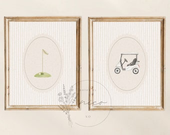 Vintage inspired golf wall art bundle - digital download - vintage inspired nursery art - children's room art - vintage inspired prints