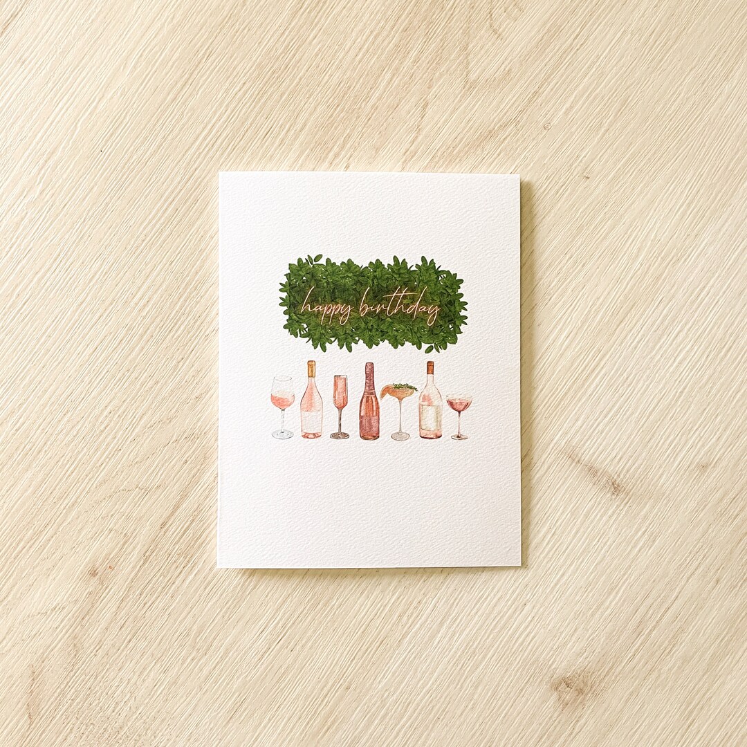 Rosé All Day Birthday Card Rosé Wine Birthday Card Minimal Etsy