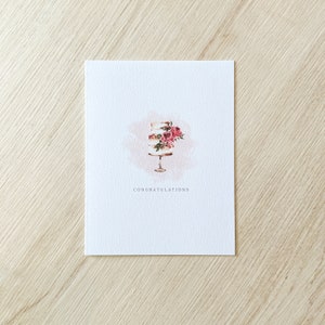 Carte de mariage gâteau aquarelle - carte de mariage minimale - carte de félicitations minimale - carte de douche de mariage - carte de douche nuptiale
