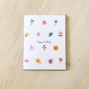 Floral grid birthday card - minimal floral birthday card