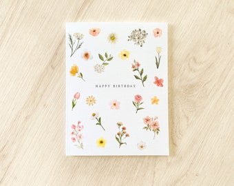 Loose floral birthday card - minimal flower birthday card