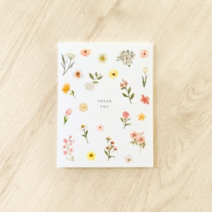 Loose floral thank you card - minimal flower thank you card