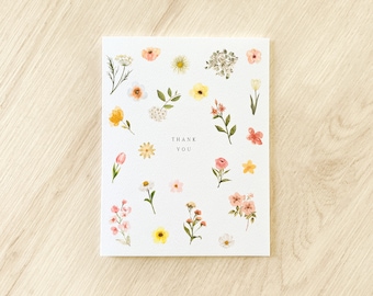 Carte de remerciement floral lâche - carte de remerciement fleur minimale