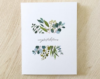 Floral congratulations card - wedding card - engagement card - new house card - new job card