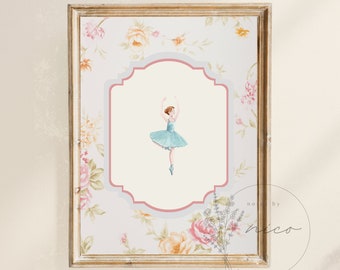 Vintage inspired ballerina wall art - digital download - ballet nursery art - children's room art - vintage inspired prints