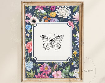 Vintage inspired butterfly wall art - digital download - nursery art - children's room art - vintage inspired prints - minimal nursery