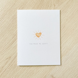 Tarjeta "Me haces feliz" - Tarjeta minimalista "solo porque sí" - Tarjeta en blanco - Tarjeta de amor