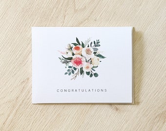 Carte de félicitations bouquet de fleurs - carte de fiançailles - carte de mariage - nouvelle carte de maison - carte de graduation
